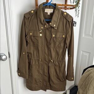 Michael Kors Women's Olive Utility Jacket with Gold Accents